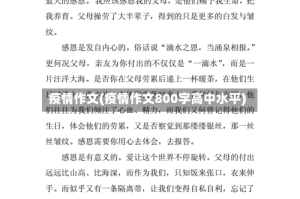 疫情作文(疫情作文800字高中水平)