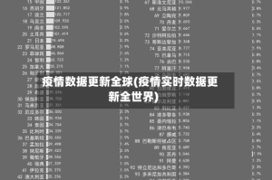 疫情数据更新全球(疫情实时数据更新全世界)