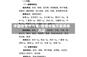 中国疫情的方案/疫情中国方案具体内容
