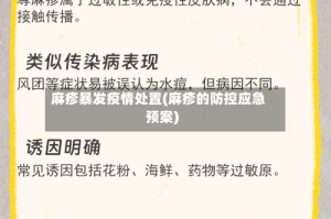 麻疹暴发疫情处置(麻疹的防控应急预案)