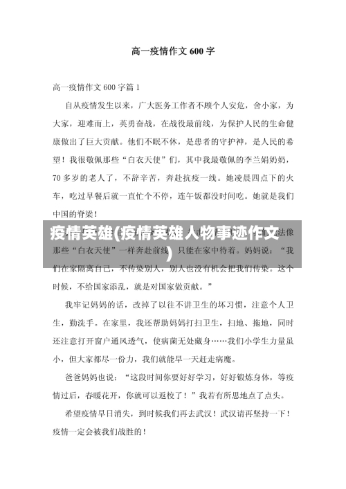 疫情英雄(疫情英雄人物事迹作文)-第2张图片